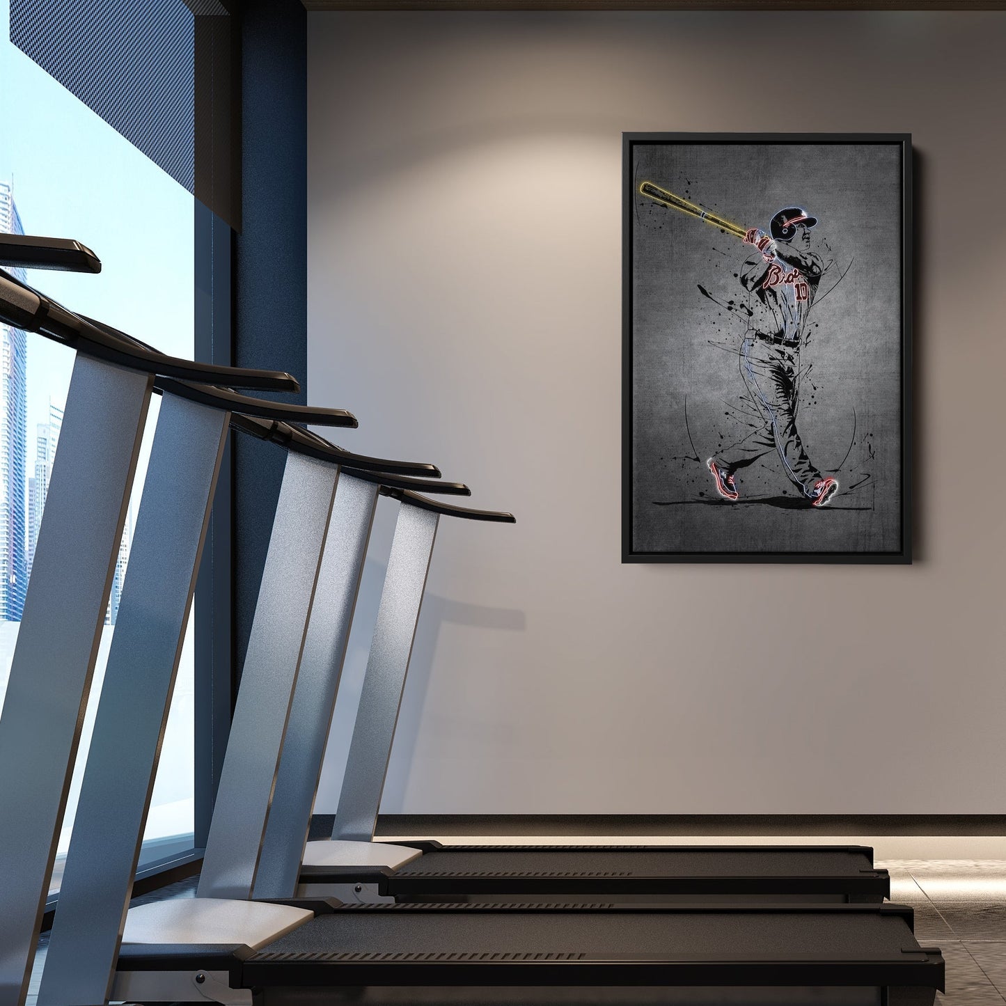 Chipper Jones Neon Canvas Art | Modern Wall Decor for Braves Fans