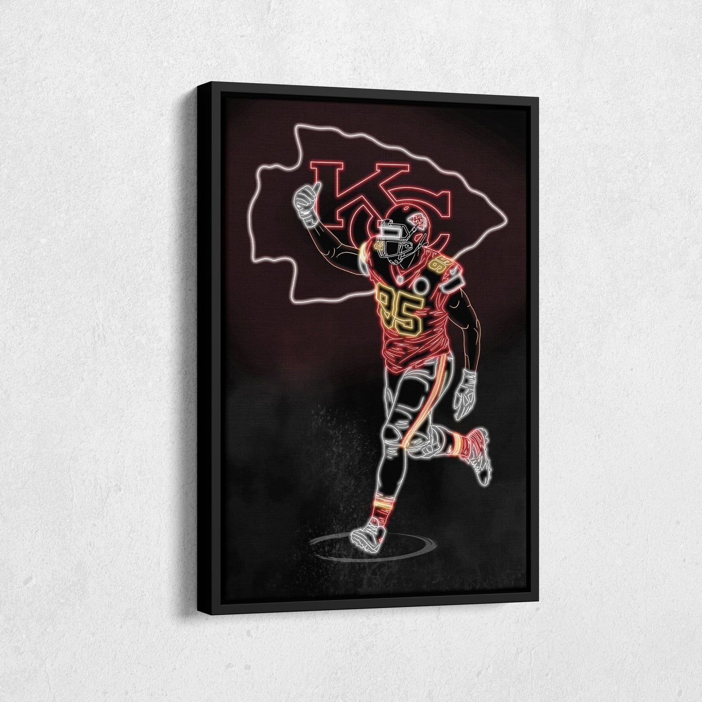 Chris Jones Neon Canvas Art | Chiefs Wall Decor