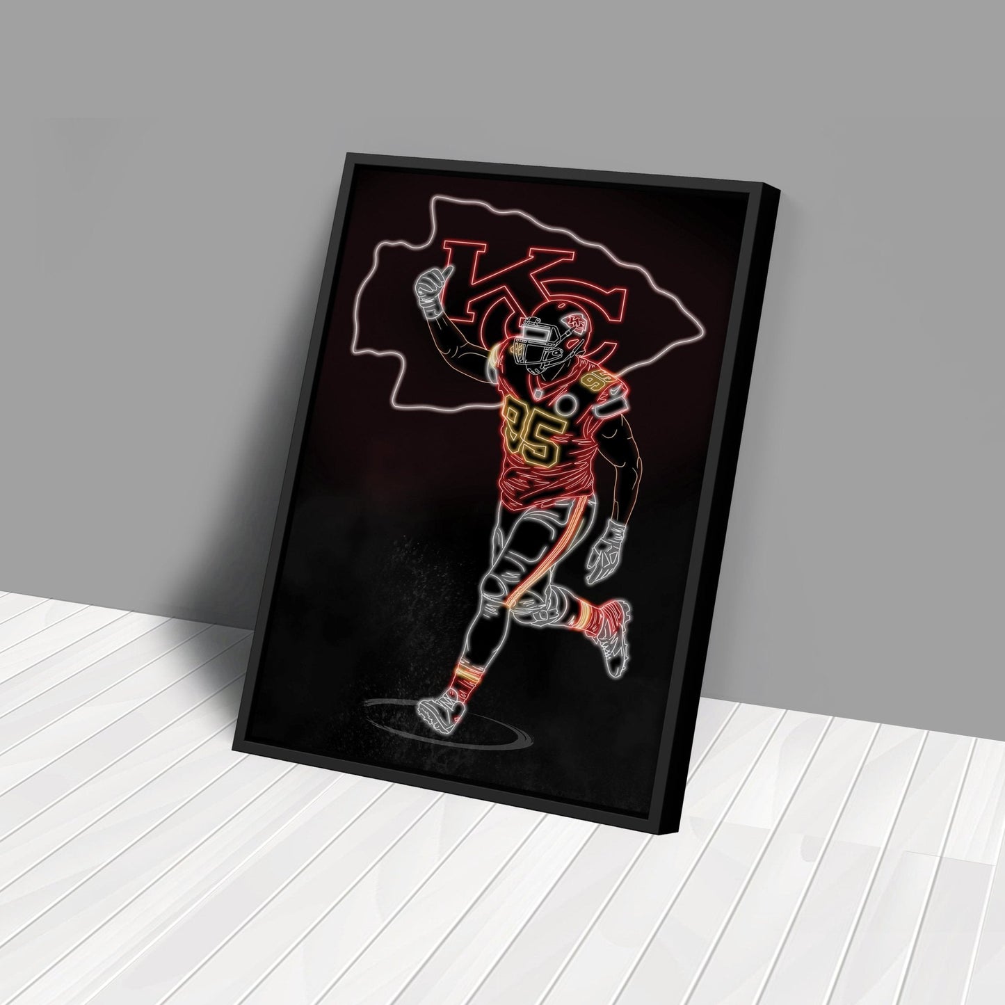 Chris Jones Neon Canvas Art | Chiefs Wall Decor