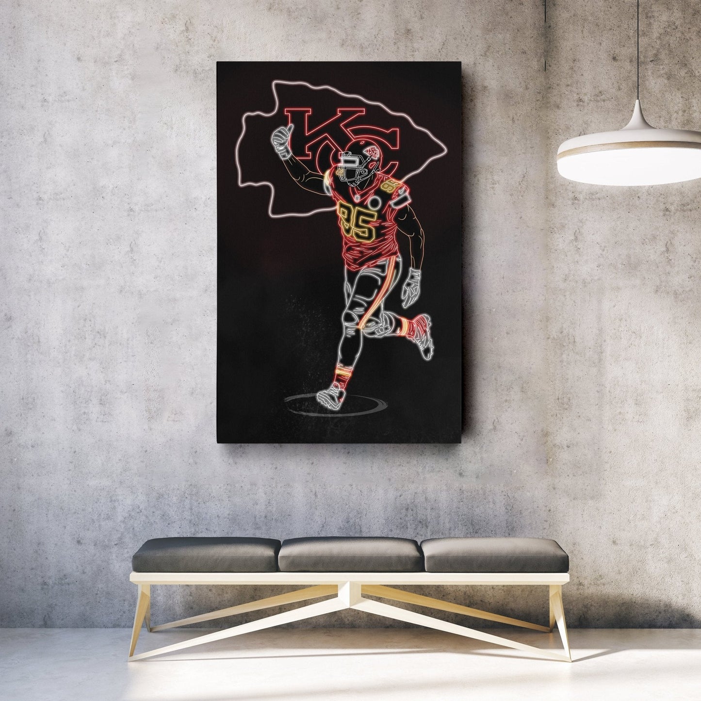 Chris Jones Neon Canvas Art | Chiefs Wall Decor