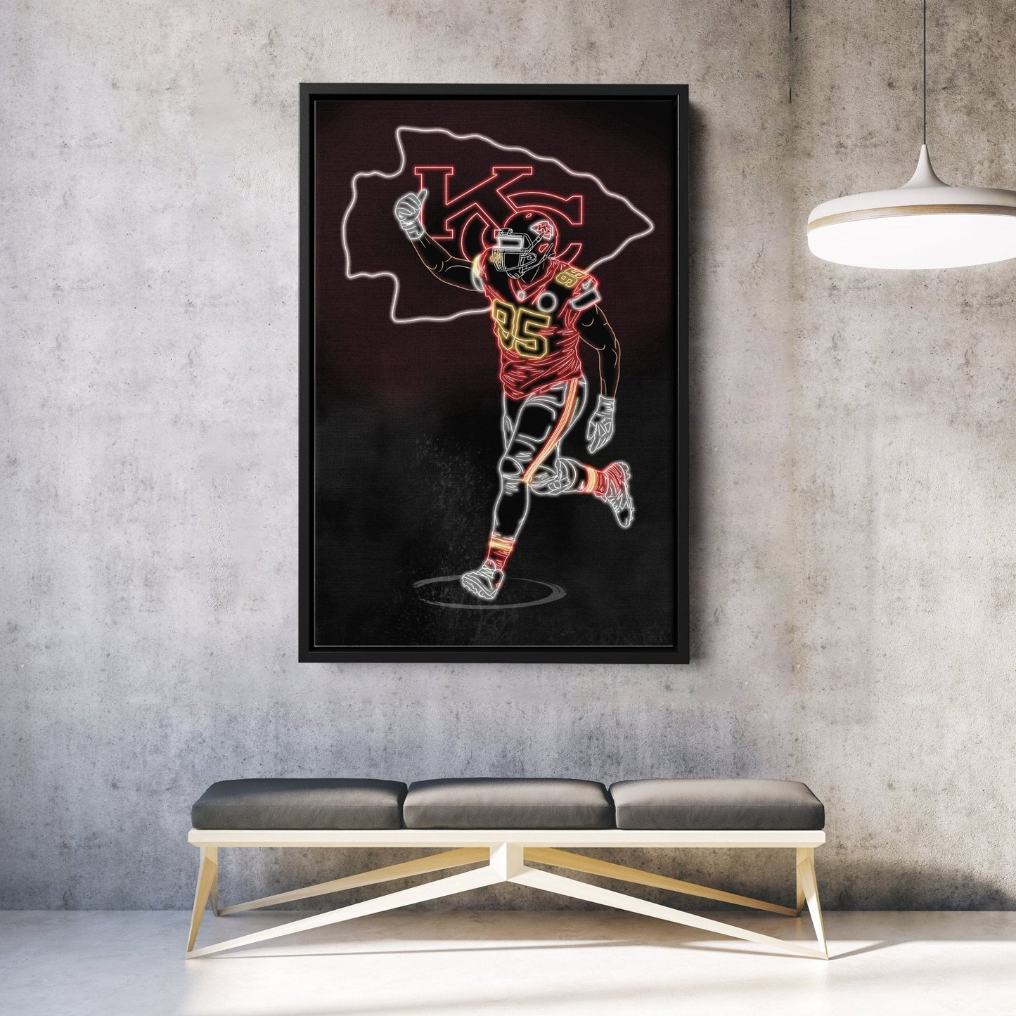Chris Jones Neon Canvas Art | Chiefs Wall Decor
