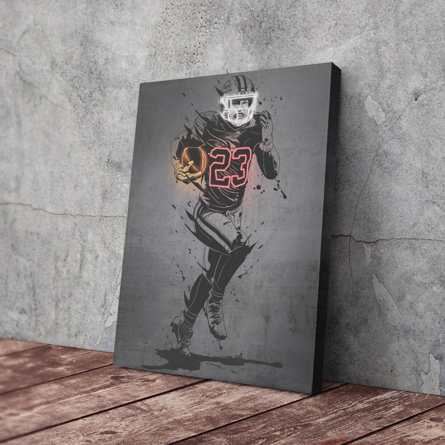Christian McCaffrey Neon Canvas Art | Modern Wall Decor for 49ers Fans