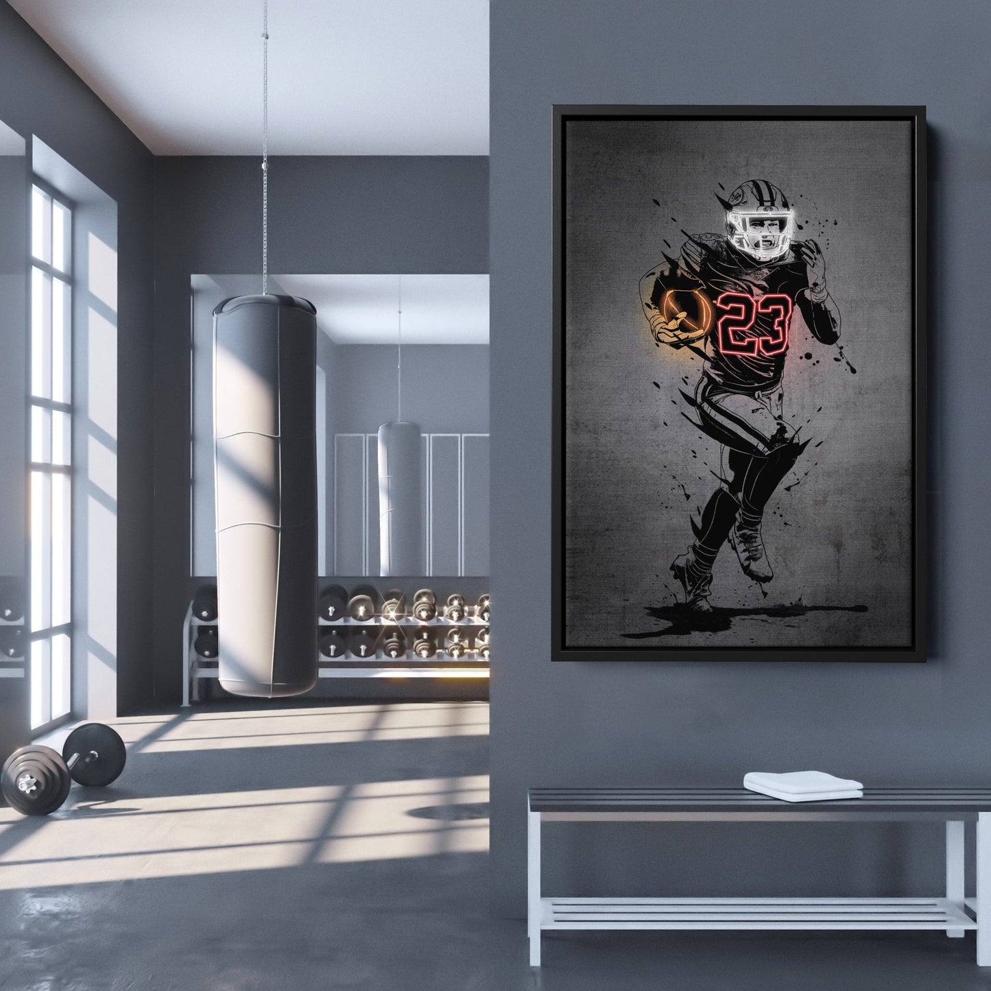 Christian McCaffrey Neon Canvas Art | Modern Wall Decor for 49ers Fans