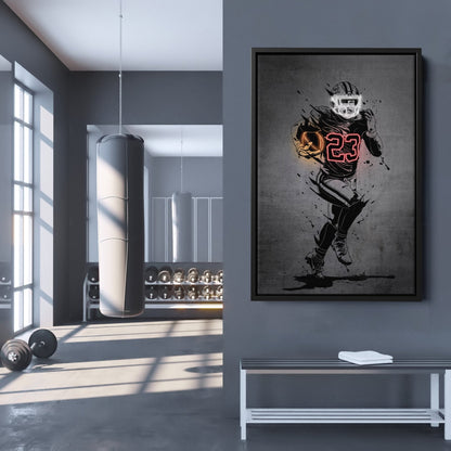Christian McCaffrey Neon Canvas Art | Modern Wall Decor for 49ers Fans