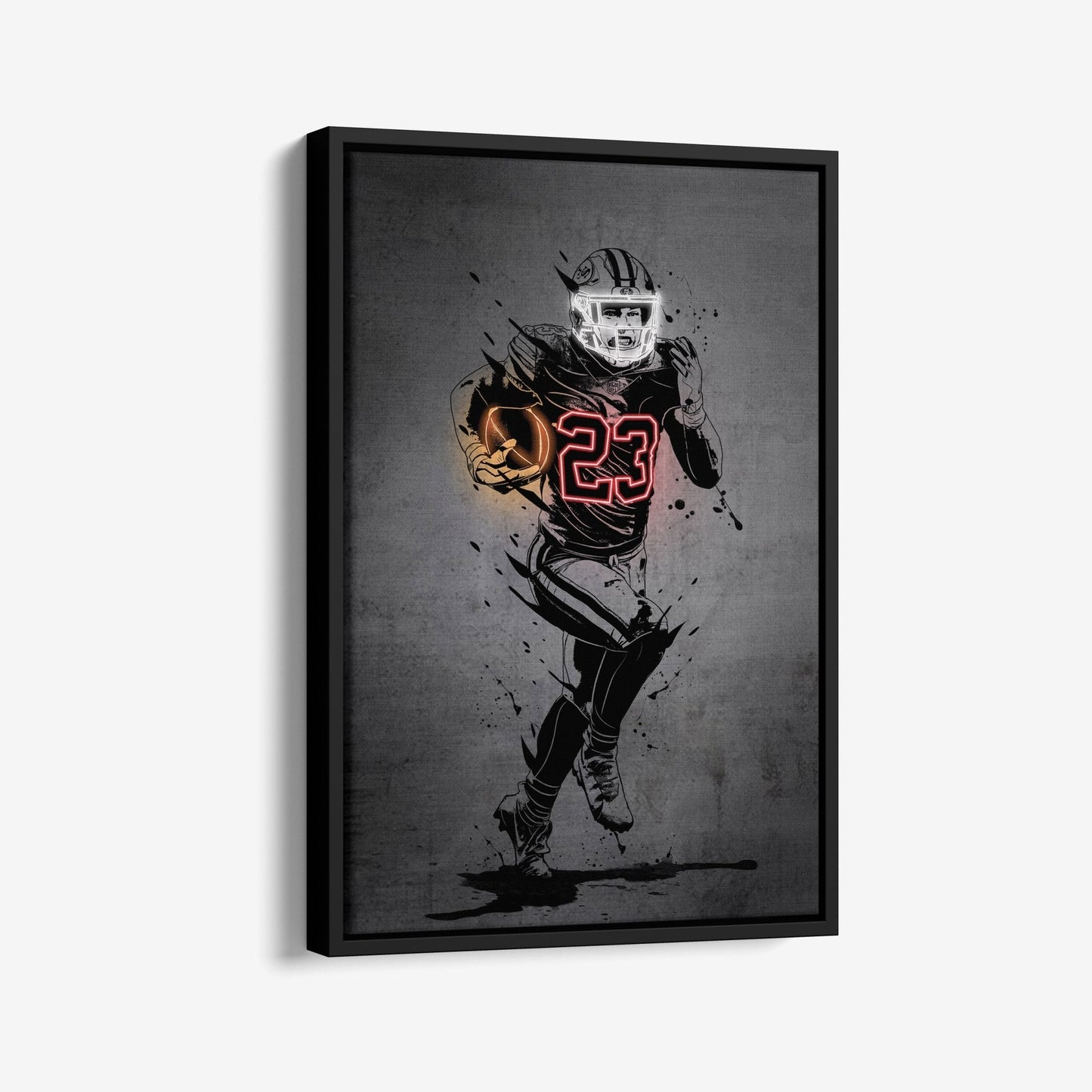 Christian McCaffrey Neon Canvas Art | Modern Wall Decor for 49ers Fans