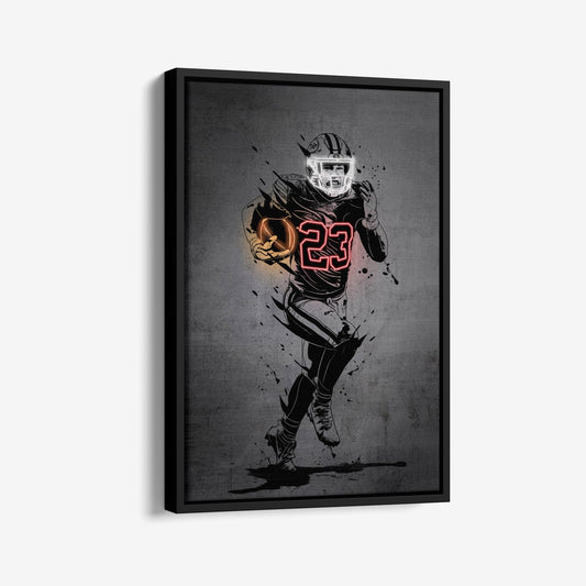 Christian McCaffrey Neon Canvas Art | Modern Wall Decor for 49ers Fans