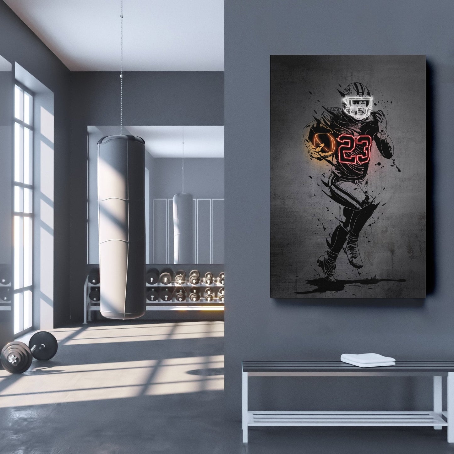 Christian McCaffrey Neon Canvas Art | Modern Wall Decor for 49ers Fans