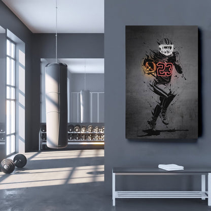 Christian McCaffrey Neon Canvas Art | Modern Wall Decor for 49ers Fans