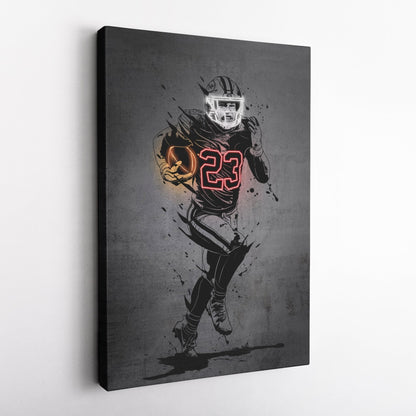 Christian McCaffrey Neon Canvas Art | Modern Wall Decor for 49ers Fans
