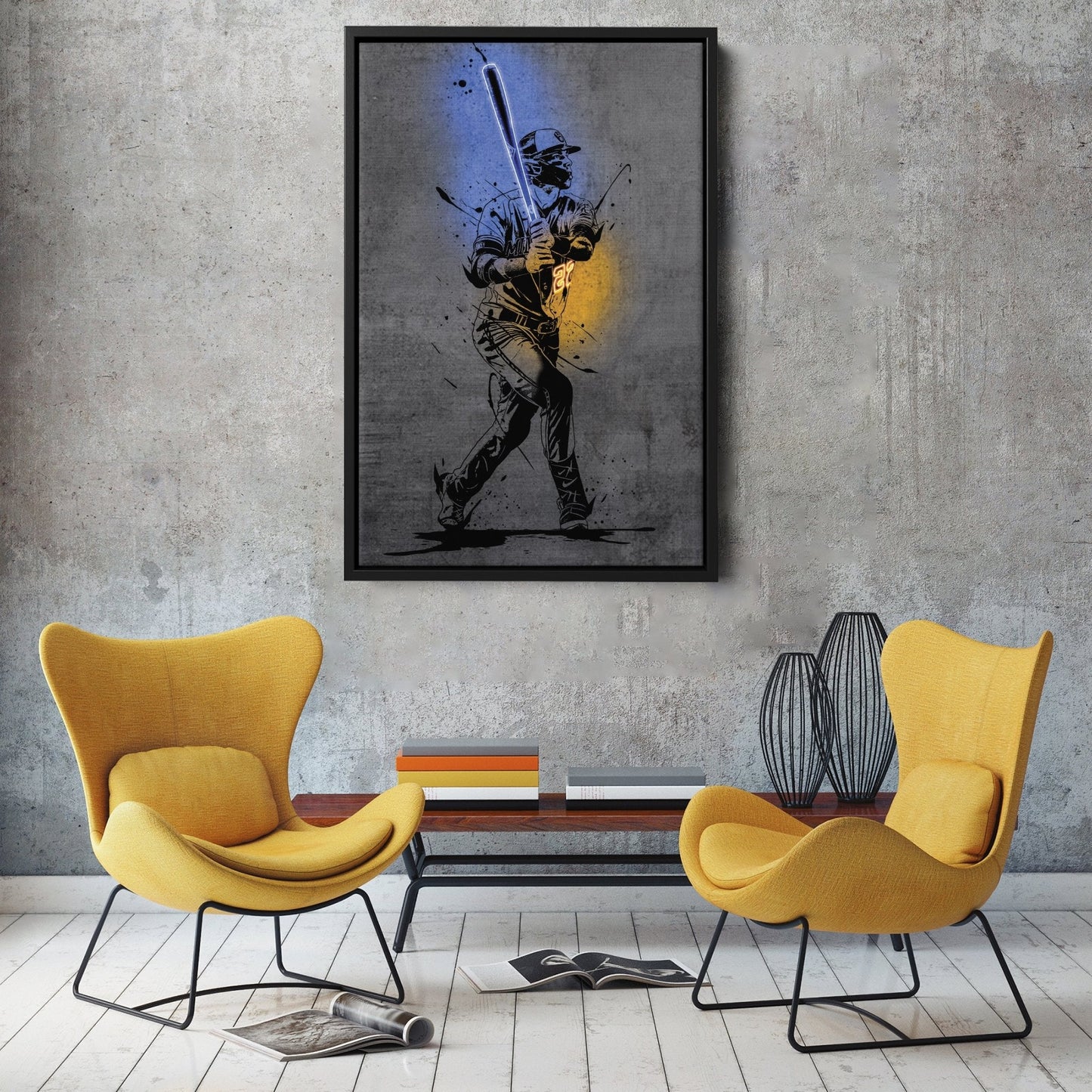 Christian Yelich Neon Canvas Art | Modern Wall Decor for Brewers Fans
