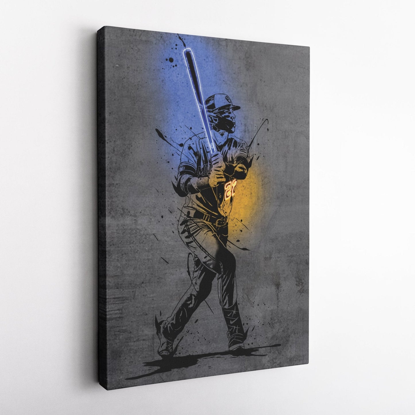 Christian Yelich Neon Canvas Art | Modern Wall Decor for Brewers Fans