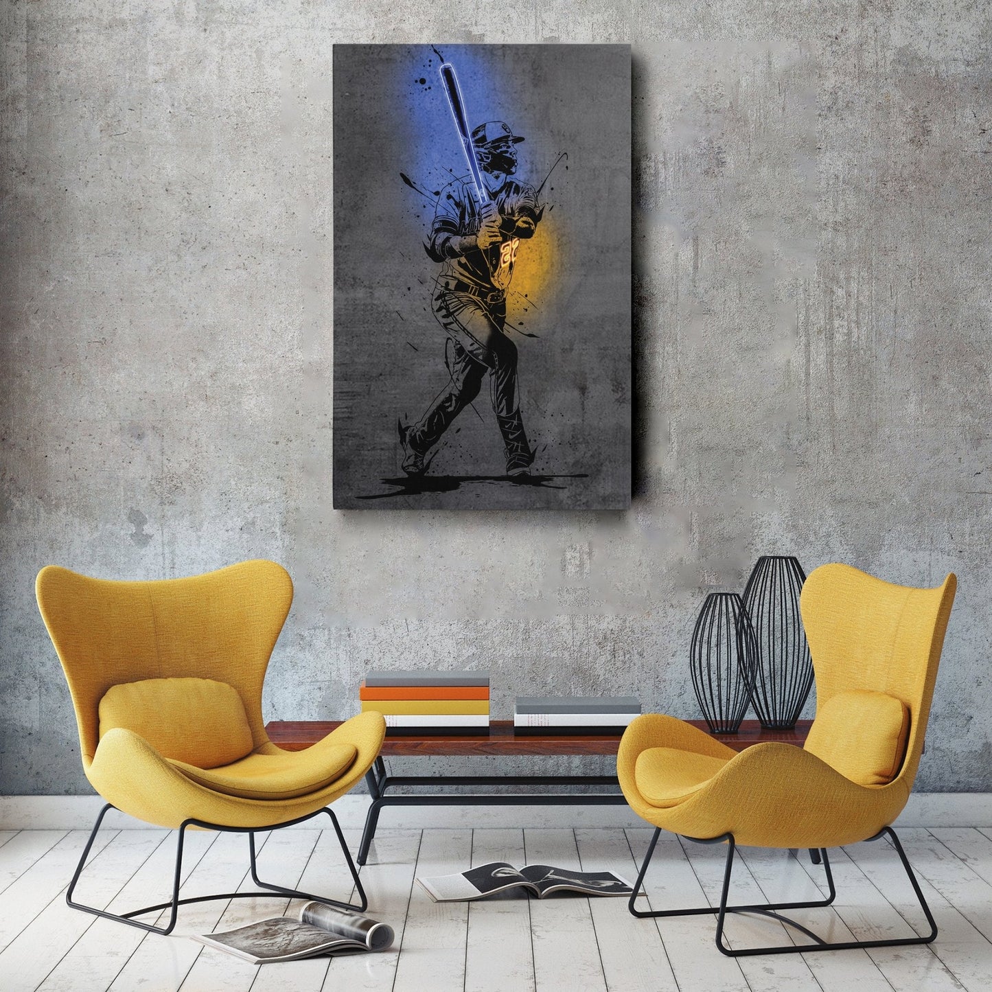 Christian Yelich Neon Canvas Art | Modern Wall Decor for Brewers Fans