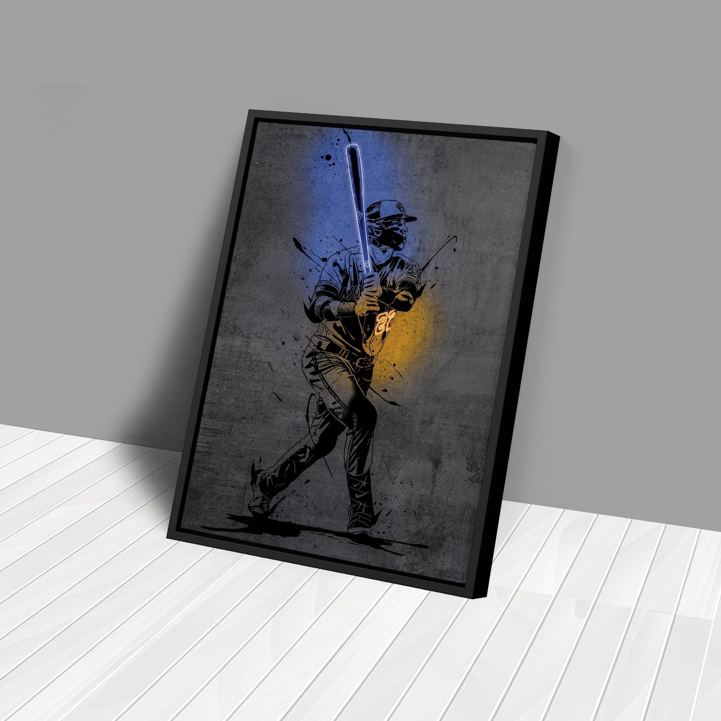 Christian Yelich Neon Canvas Art | Modern Wall Decor for Brewers Fans