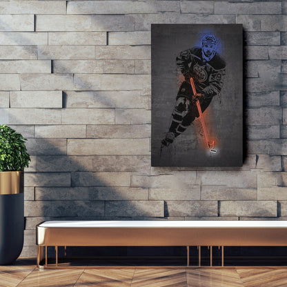 Connor McDavid Neon Canvas Art | Modern Wall Decor for Oilers Fans