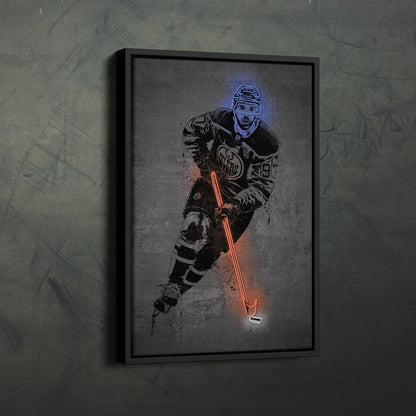 Connor McDavid Neon Canvas Art | Modern Wall Decor for Oilers Fans