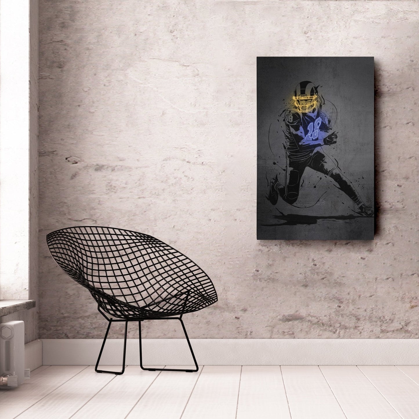Cooper Kupp Neon Canvas Art | Modern Wall Decor for Rams Fans