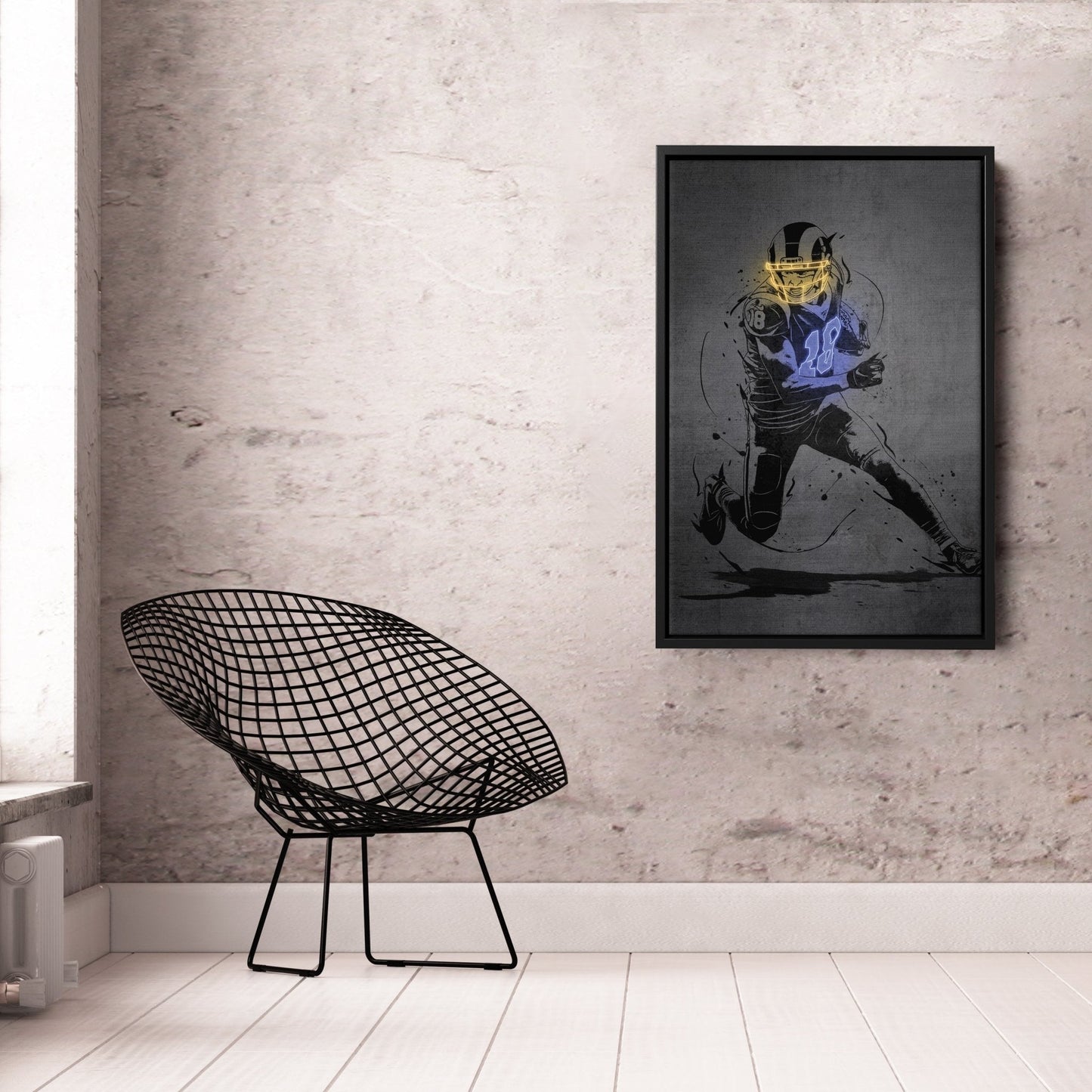 Cooper Kupp Neon Canvas Art | Modern Wall Decor for Rams Fans