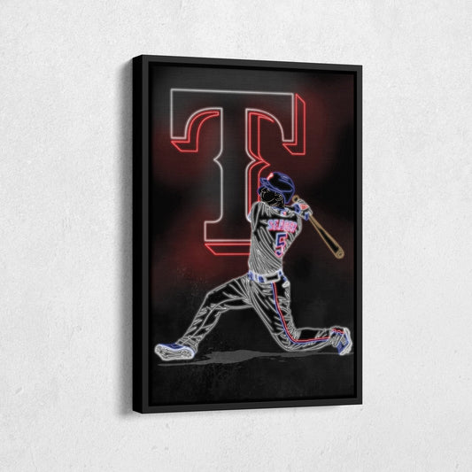 Corey Seager Neon Canvas Art | Rangers Wall Decor