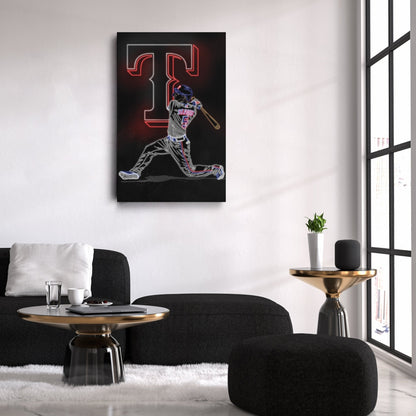 Corey Seager Neon Canvas Art | Rangers Wall Decor
