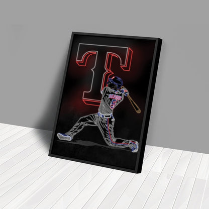 Corey Seager Neon Canvas Art | Rangers Wall Decor