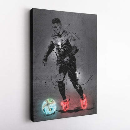 Cristiano Ronaldo Neon Canvas Art | Modern Wall Decor for Soccer Fans