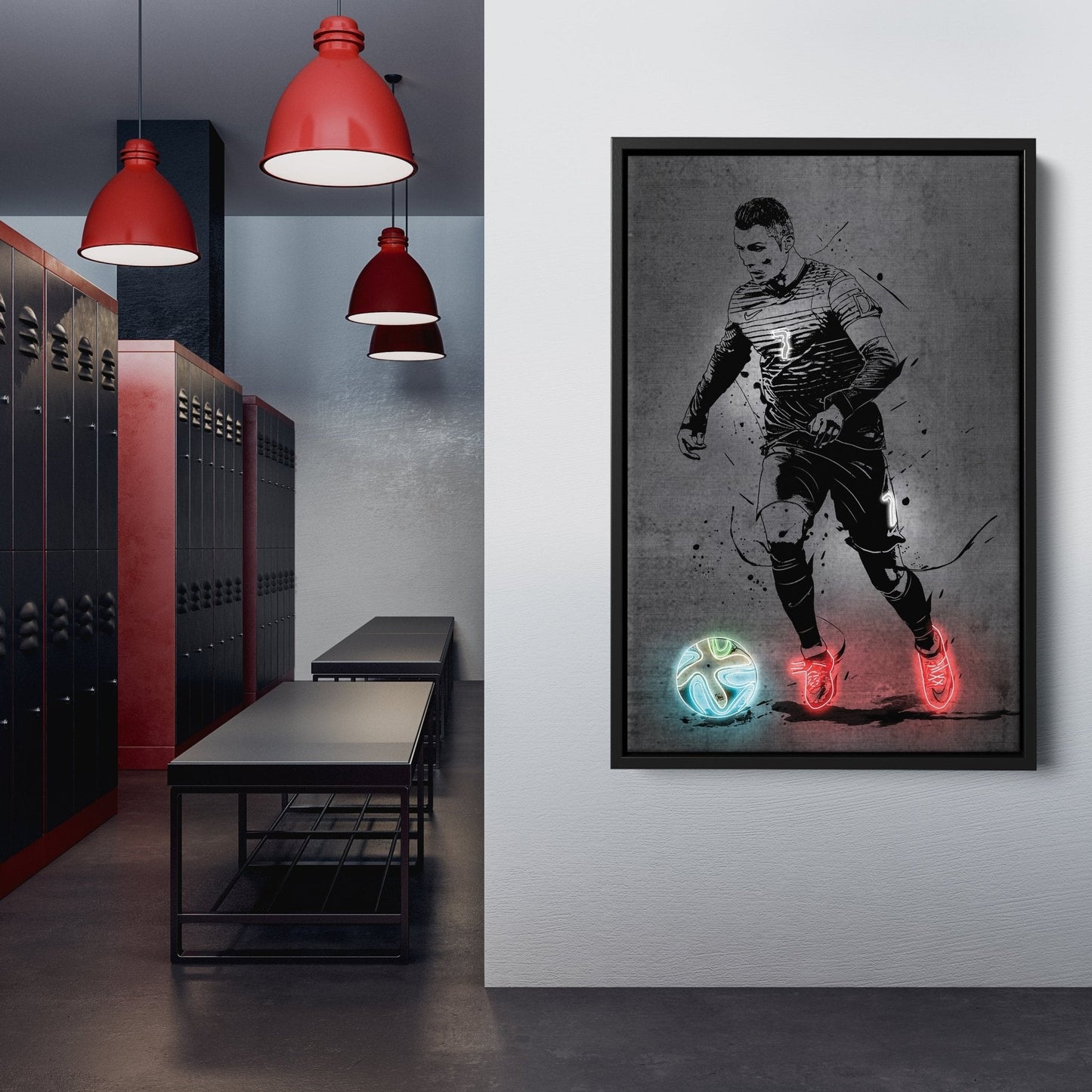Cristiano Ronaldo Neon Canvas Art | Modern Wall Decor for Soccer Fans