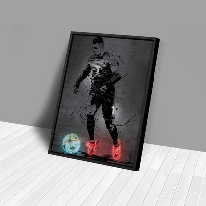 Cristiano Ronaldo Neon Canvas Art | Modern Wall Decor for Soccer Fans