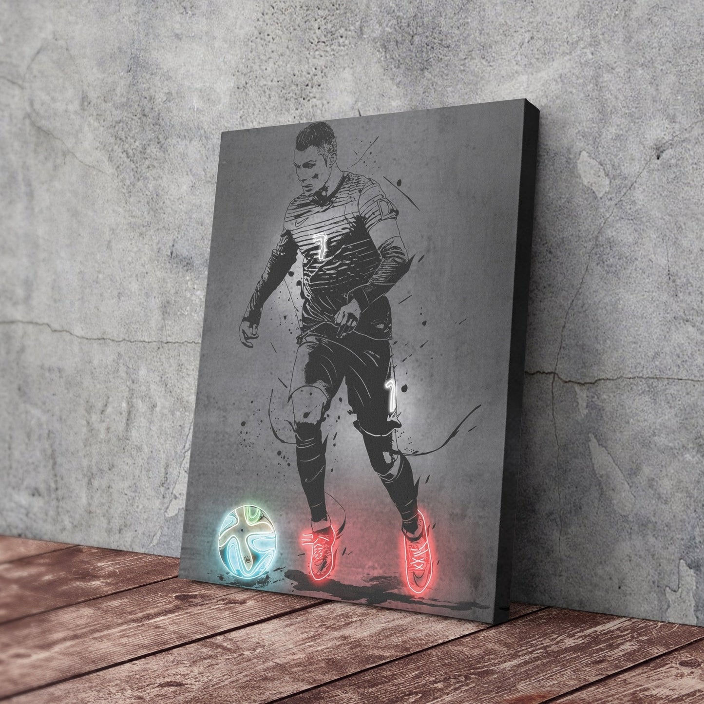 Cristiano Ronaldo Neon Canvas Art | Modern Wall Decor for Soccer Fans