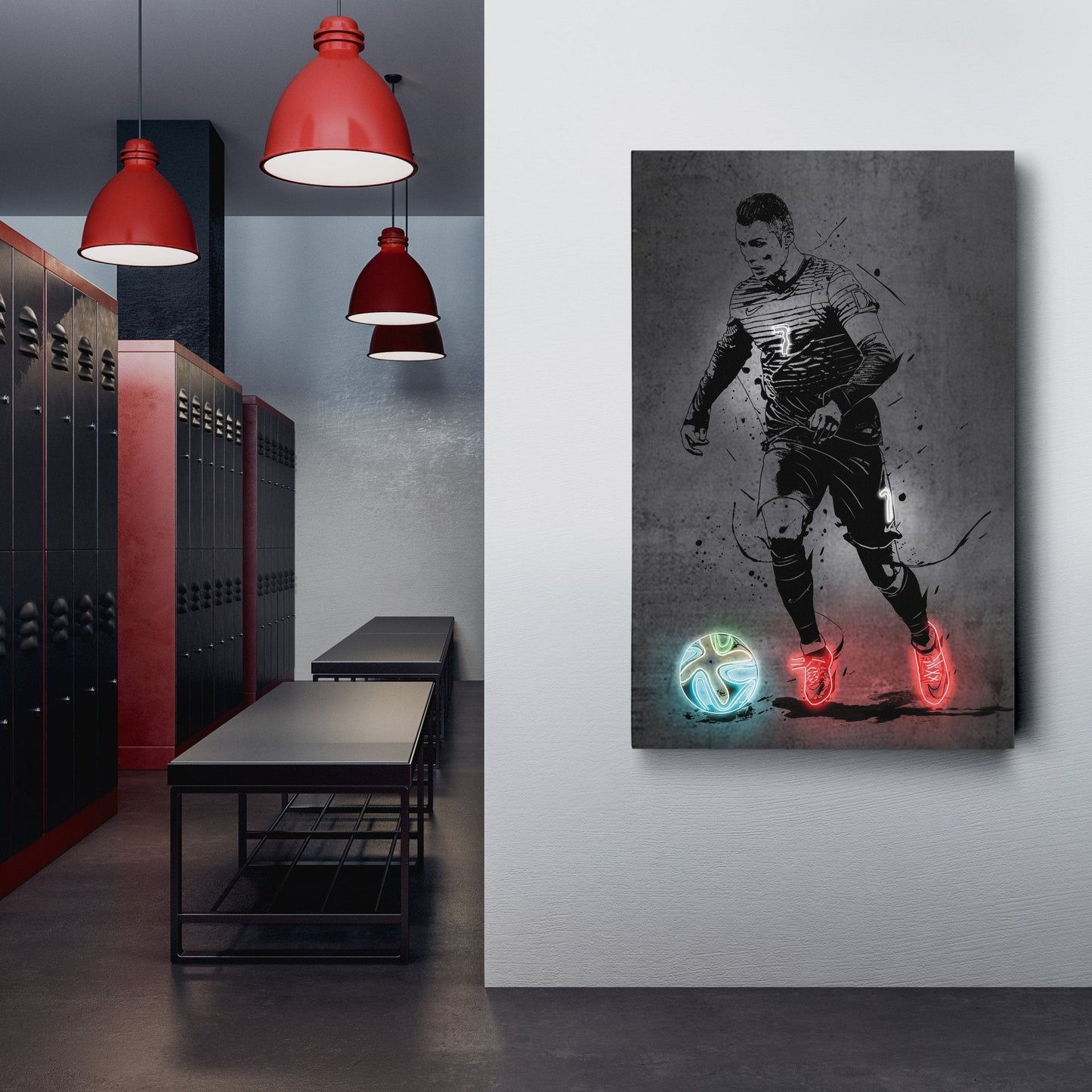 Cristiano Ronaldo Neon Canvas Art | Modern Wall Decor for Soccer Fans