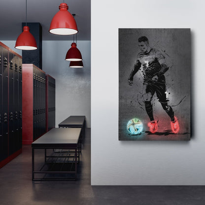Cristiano Ronaldo Neon Canvas Art | Modern Wall Decor for Soccer Fans