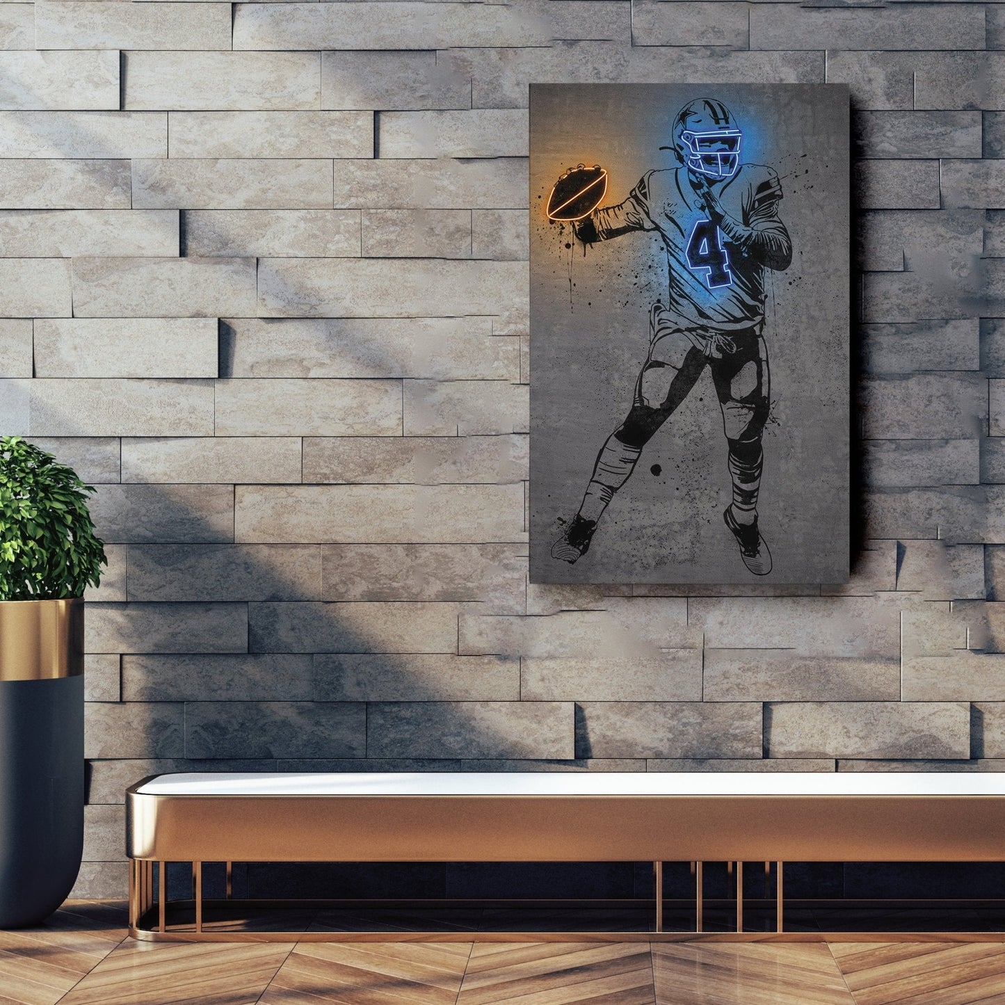 Dak Prescott Neon Canvas Art | Modern Wall Decor for Cowboys Fans