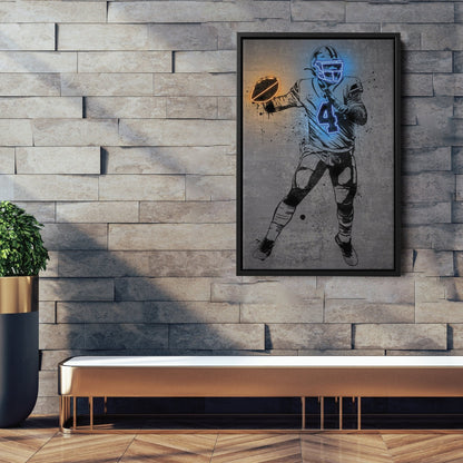Dak Prescott Neon Canvas Art | Modern Wall Decor for Cowboys Fans