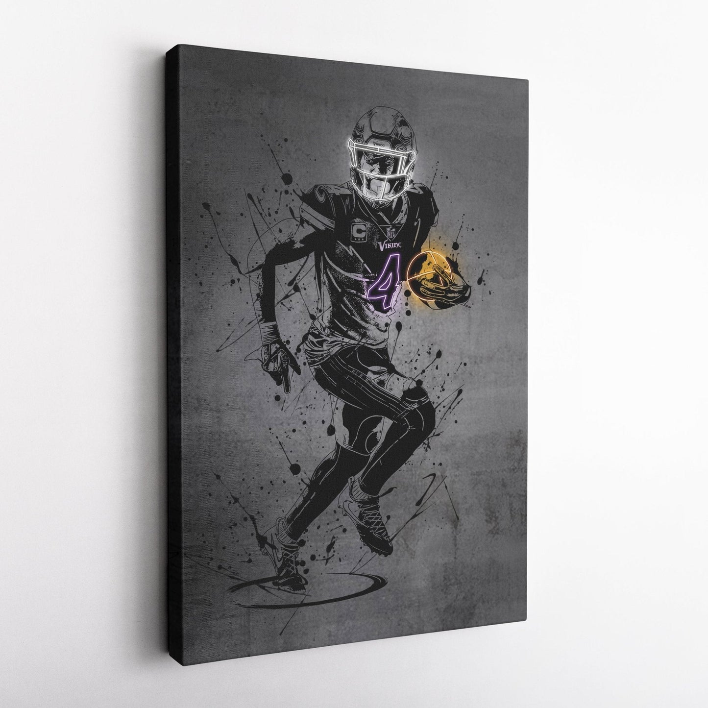 Dalvin Cook Neon Canvas Art | Modern Wall Decor for Vikings Fans