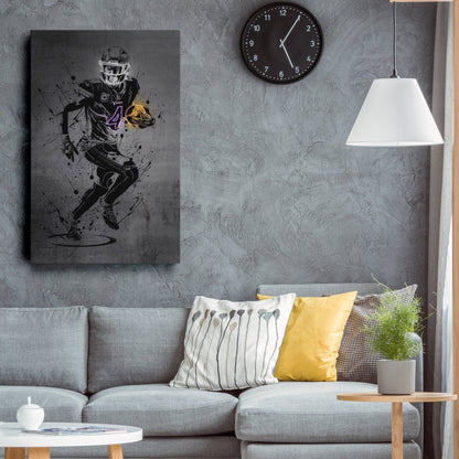 Dalvin Cook Neon Canvas Art | Modern Wall Decor for Vikings Fans