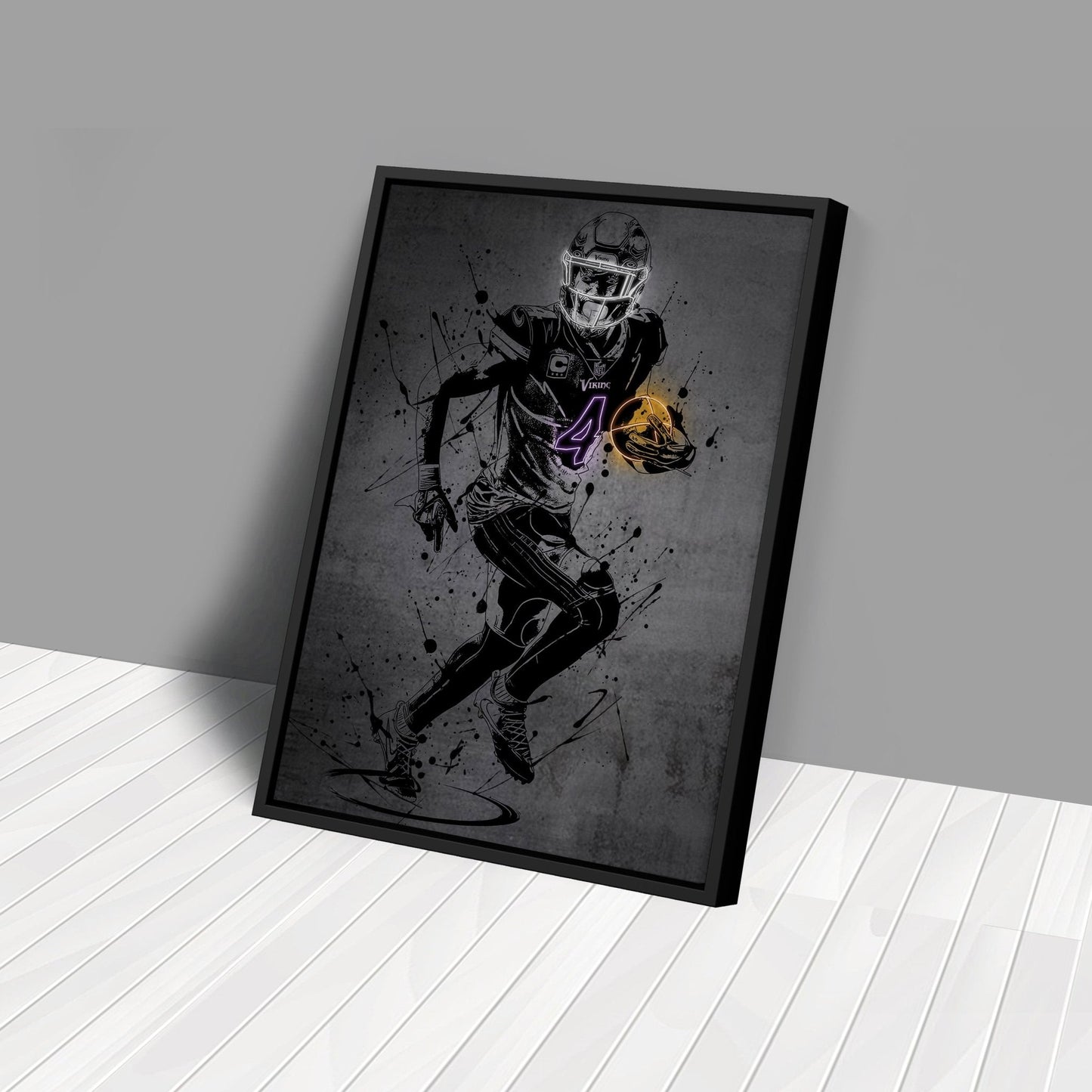 Dalvin Cook Neon Canvas Art | Modern Wall Decor for Vikings Fans