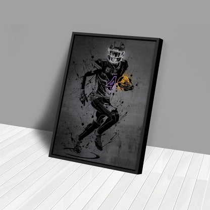 Dalvin Cook Neon Canvas Art | Modern Wall Decor for Vikings Fans