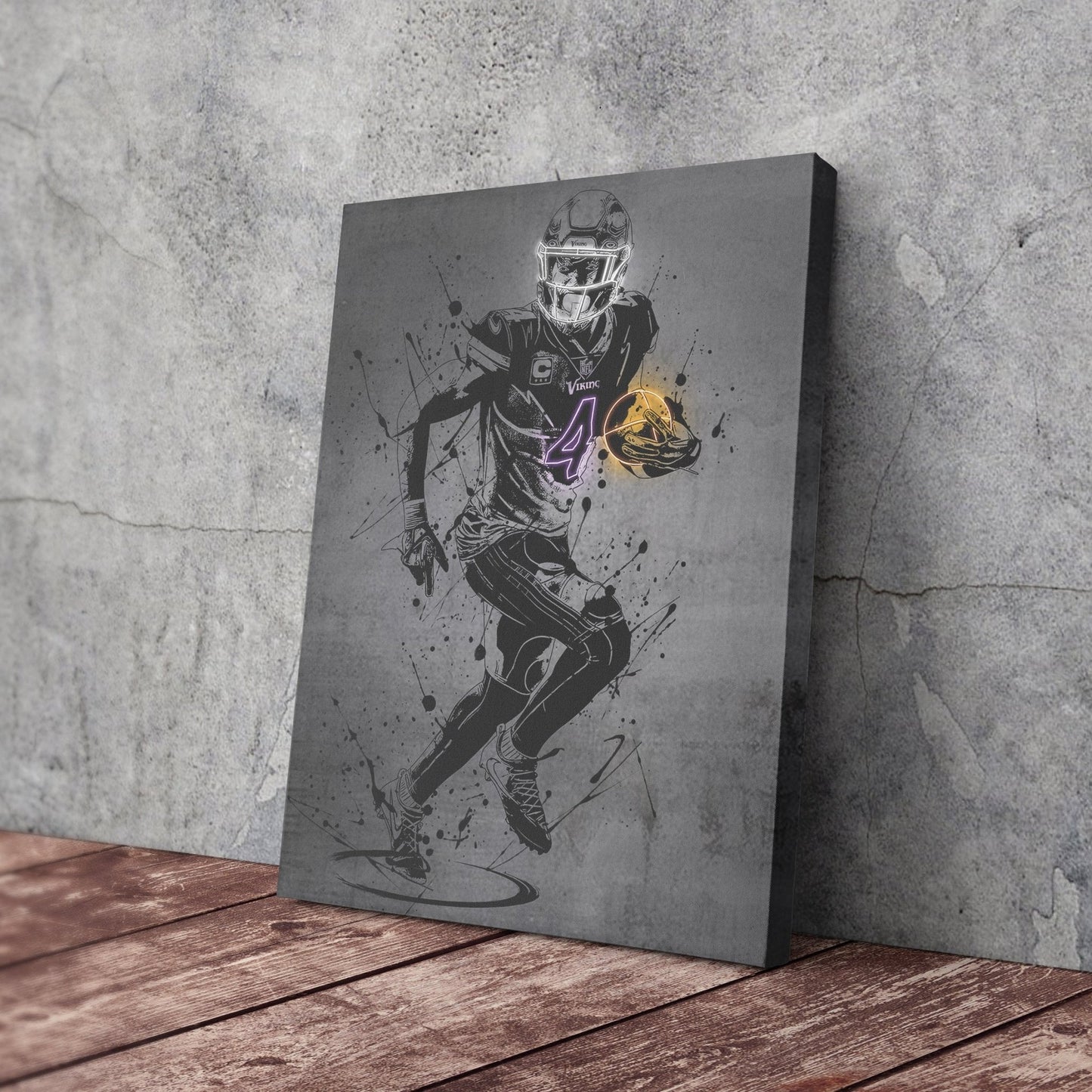 Dalvin Cook Neon Canvas Art | Modern Wall Decor for Vikings Fans