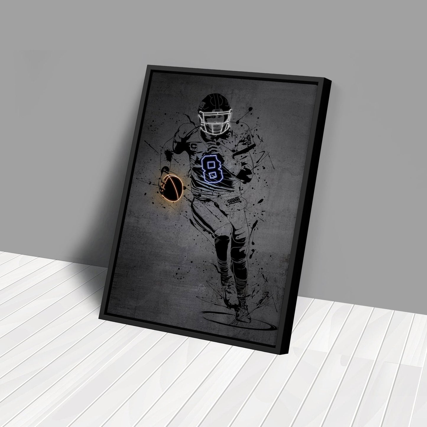 Daniel Jones Neon Canvas Art | Modern Wall Decor for Giants Fans