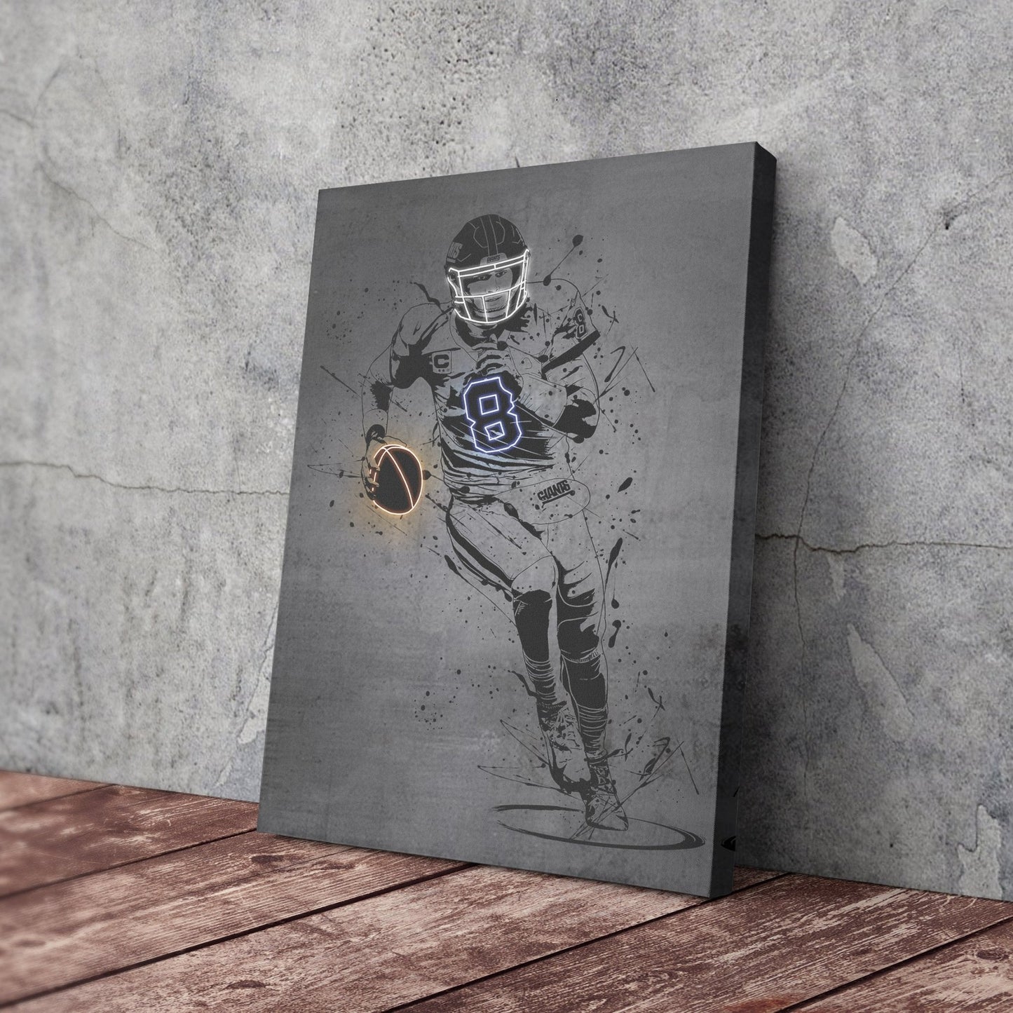 Daniel Jones Neon Canvas Art | Modern Wall Decor for Giants Fans
