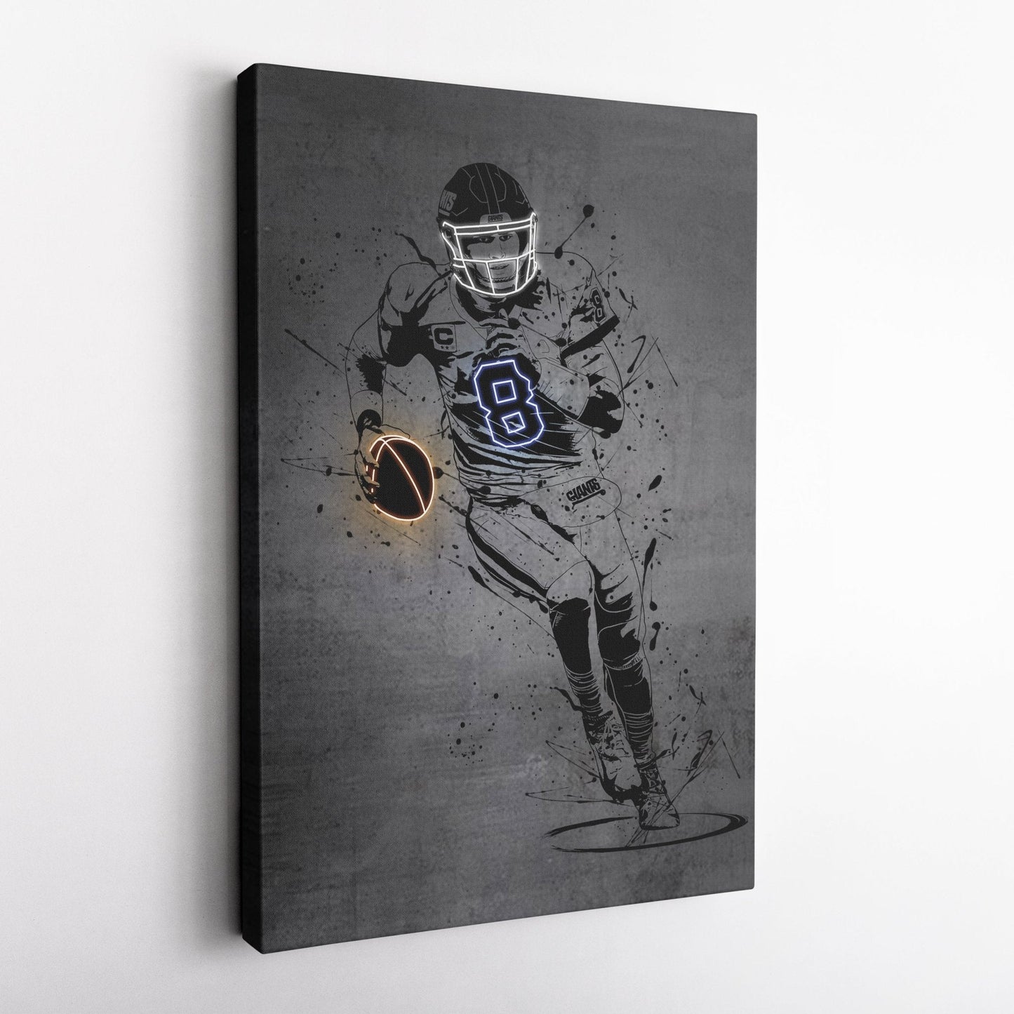 Daniel Jones Neon Canvas Art | Modern Wall Decor for Giants Fans