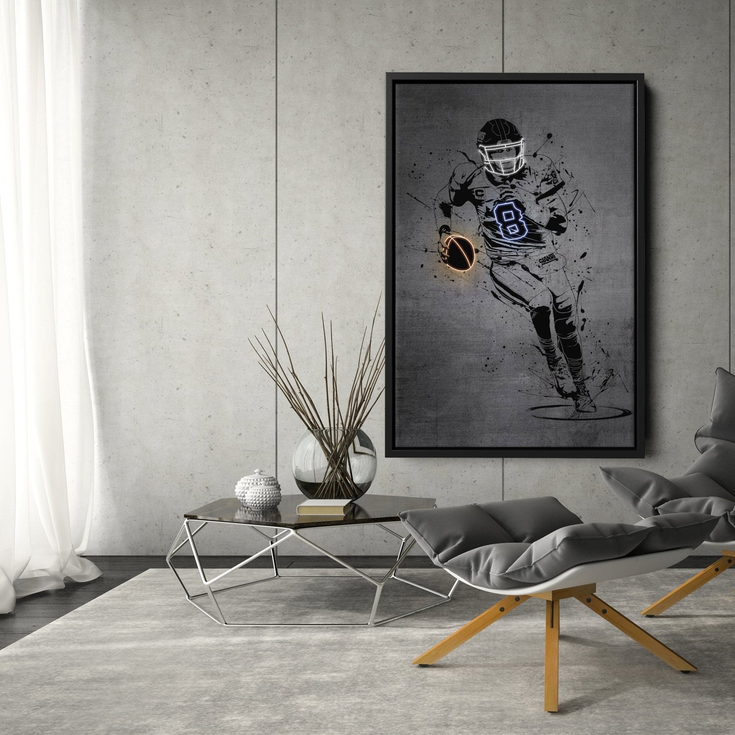 Daniel Jones Neon Canvas Art | Modern Wall Decor for Giants Fans