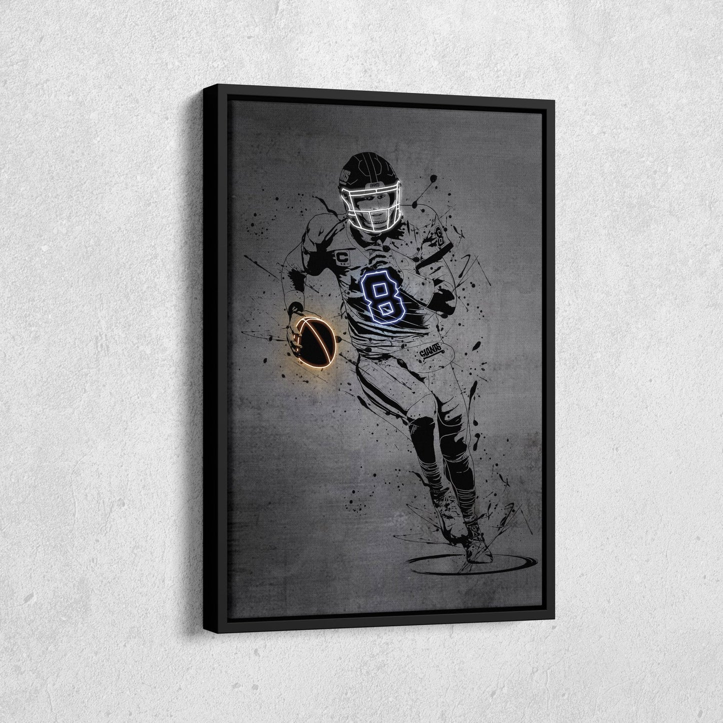Daniel Jones Neon Canvas Art | Modern Wall Decor for Giants Fans