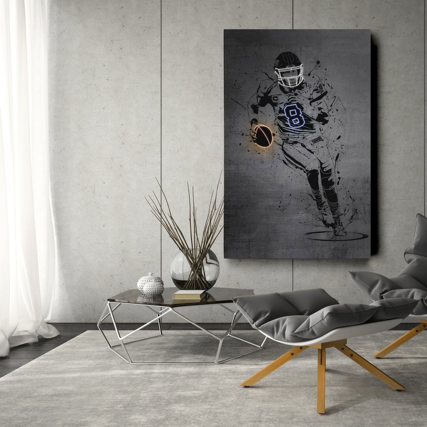 Daniel Jones Neon Canvas Art | Modern Wall Decor for Giants Fans