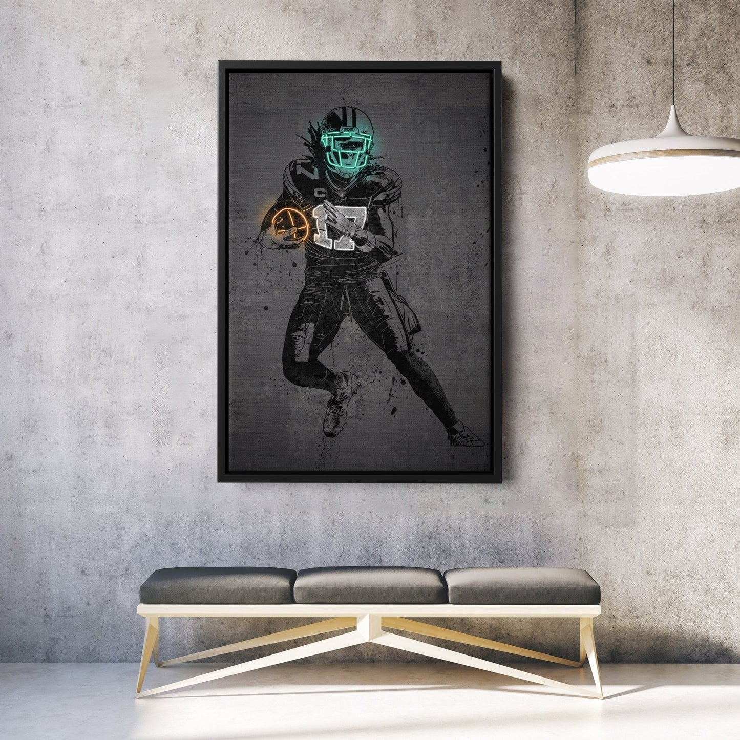 Davante Adams Neon Canvas Art | Modern Wall Decor for Packers Fans