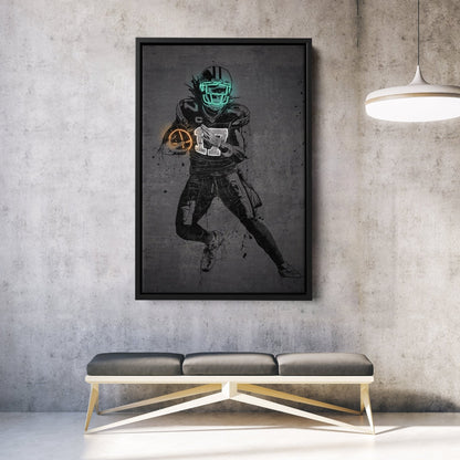 Davante Adams Neon Canvas Art | Modern Wall Decor for Packers Fans