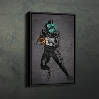 Davante Adams Neon Canvas Art | Modern Wall Decor for Packers Fans