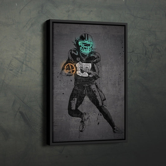Davante Adams Neon Canvas Art | Modern Wall Decor for Packers Fans