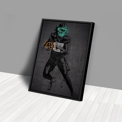 Davante Adams Neon Canvas Art | Modern Wall Decor for Packers Fans
