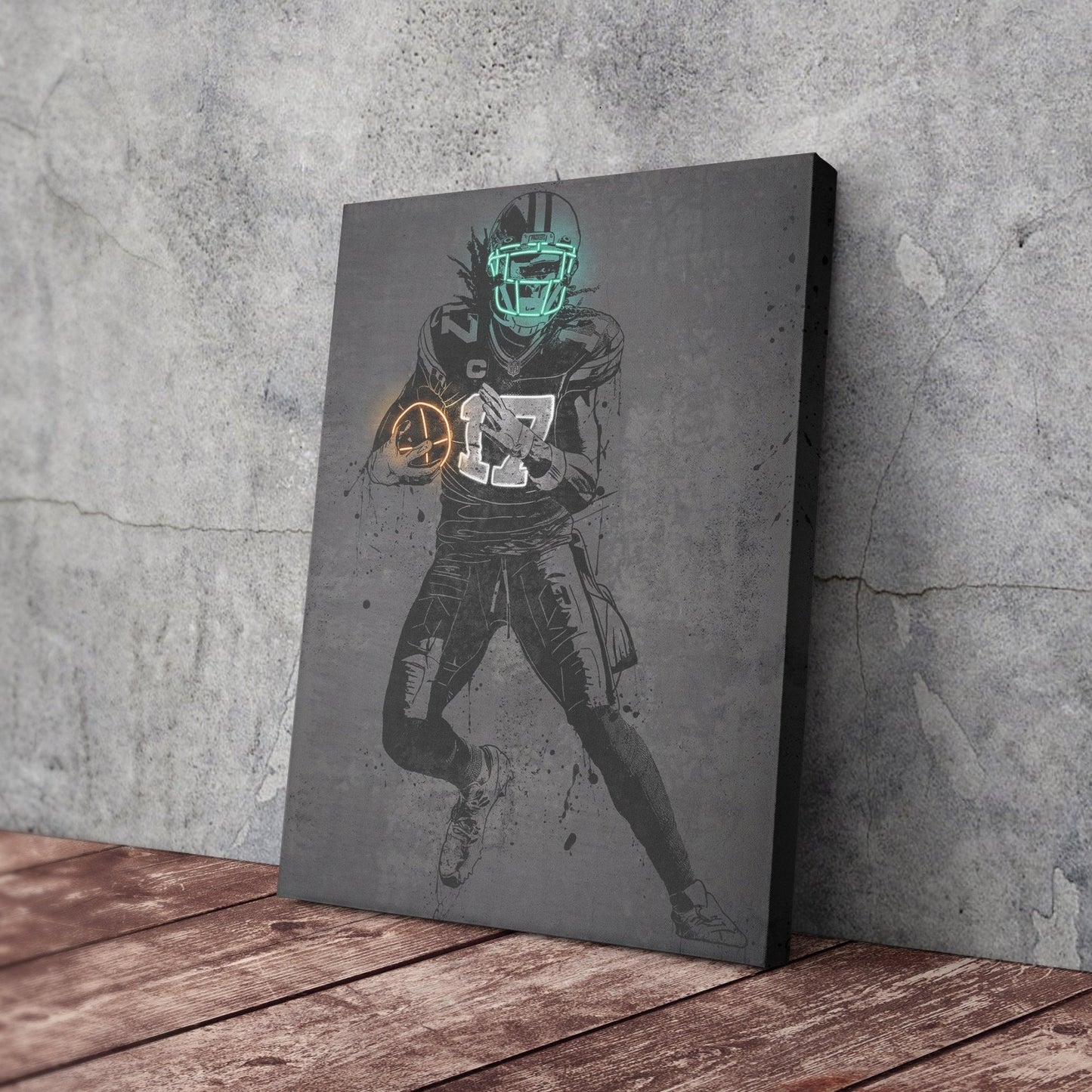Davante Adams Neon Canvas Art | Modern Wall Decor for Packers Fans
