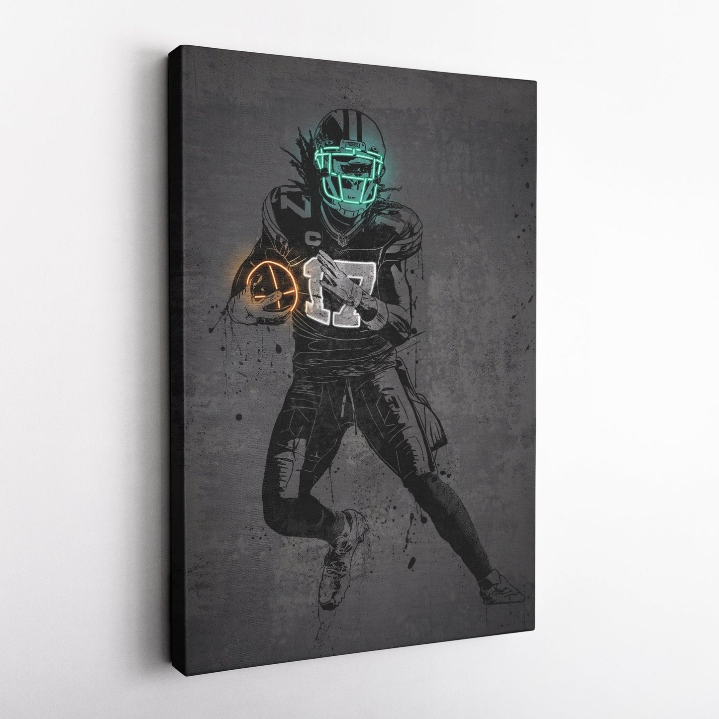 Davante Adams Neon Canvas Art | Modern Wall Decor for Packers Fans